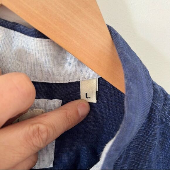 Scott Ellis NWOT Deep Blue "Carter" Oxford Short Sleeve Linen Button Down Shirt - Picture 5 of 8